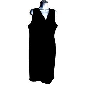 90s Babydoll  Bodycon Dress Black V Neck Knit Stretch Textured  XL  USA Retro